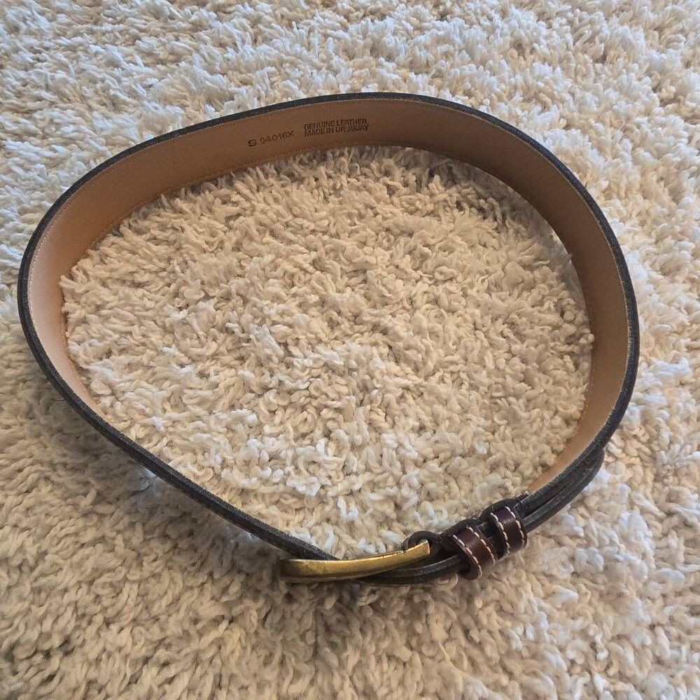 Dark Brown Leather Belt Contrast Stitch Small - Picture 7 of 7